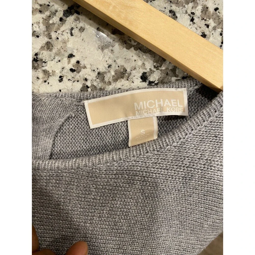 EUC Michael Kors Gray Long Sleeve Zip Back Tunic Sweater Sz. S